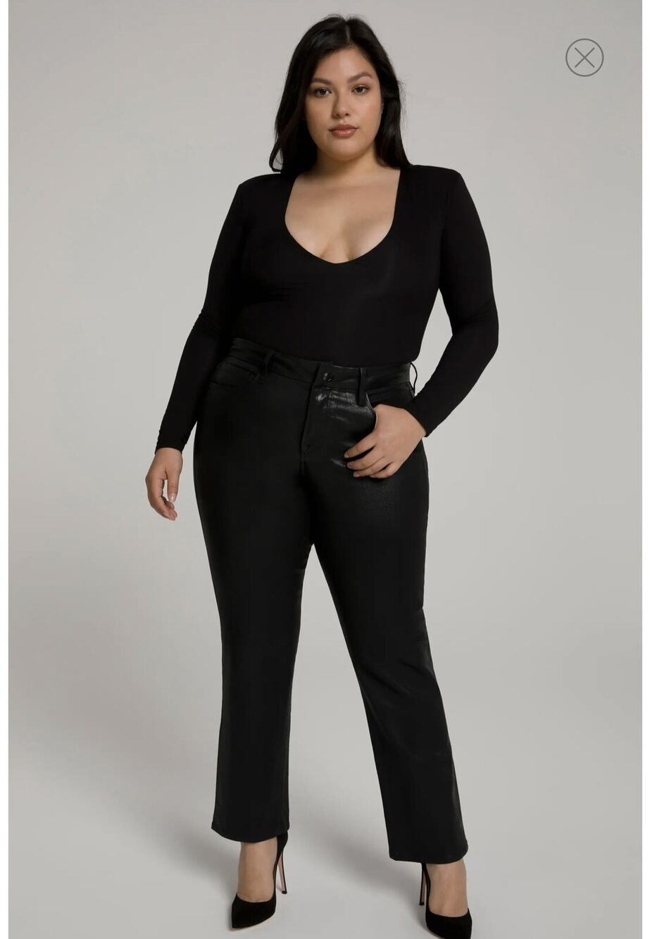 Good American Women's Good Legs Straight Coated Jeans Black Size 22 NWT